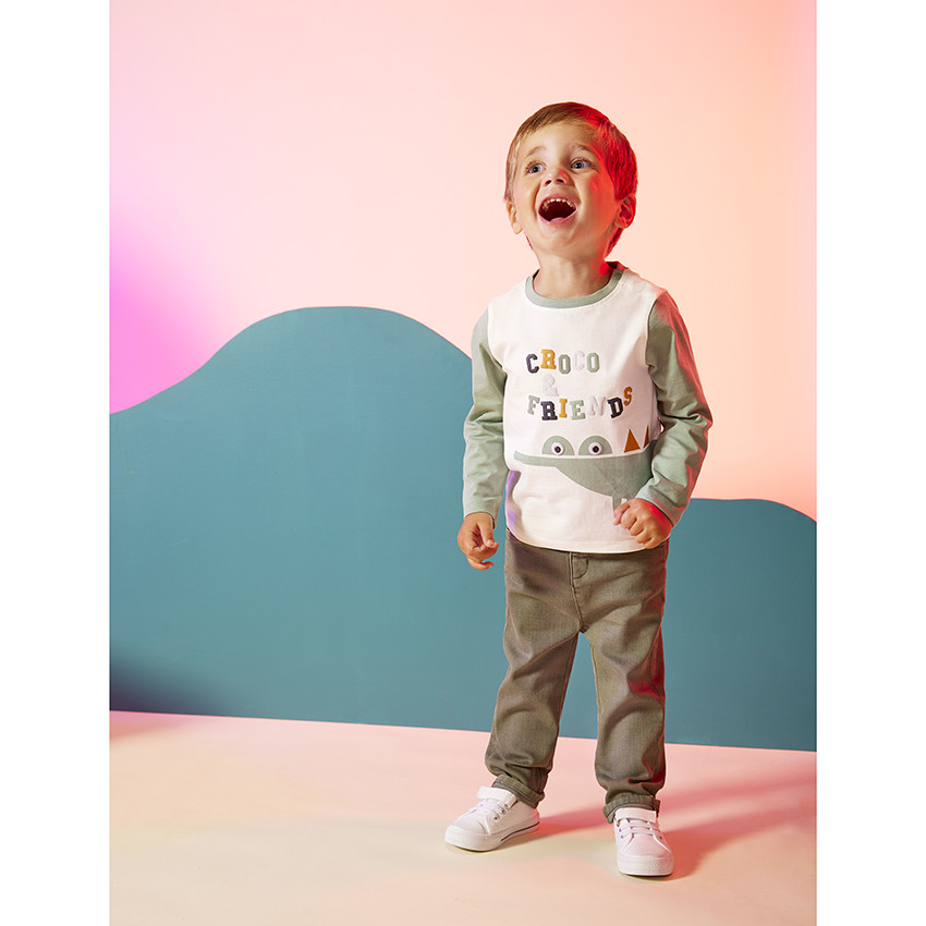 T-shirt lange mouwen in jersey print fantasie voor baby jongen 
