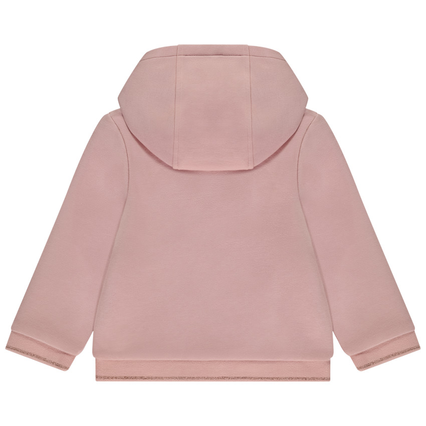 Vest met lange mouwen in fleece met hartvormige kangoeroezak meisjes 