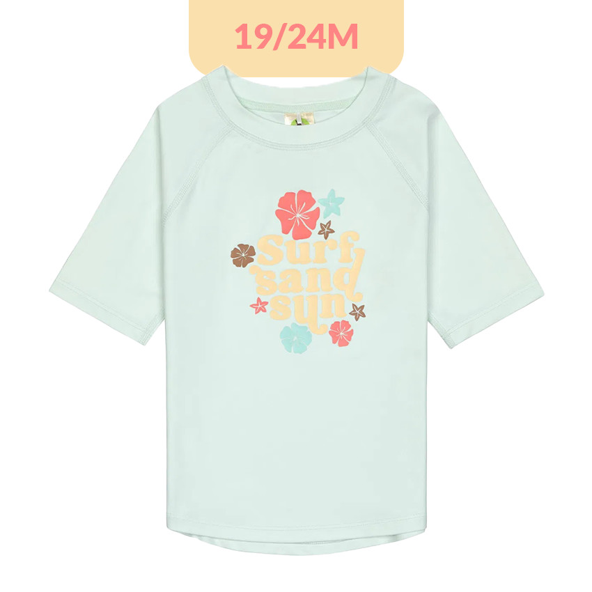 T-shirt Rashguard UV50+ 19-24M Flowers Sea Foam 