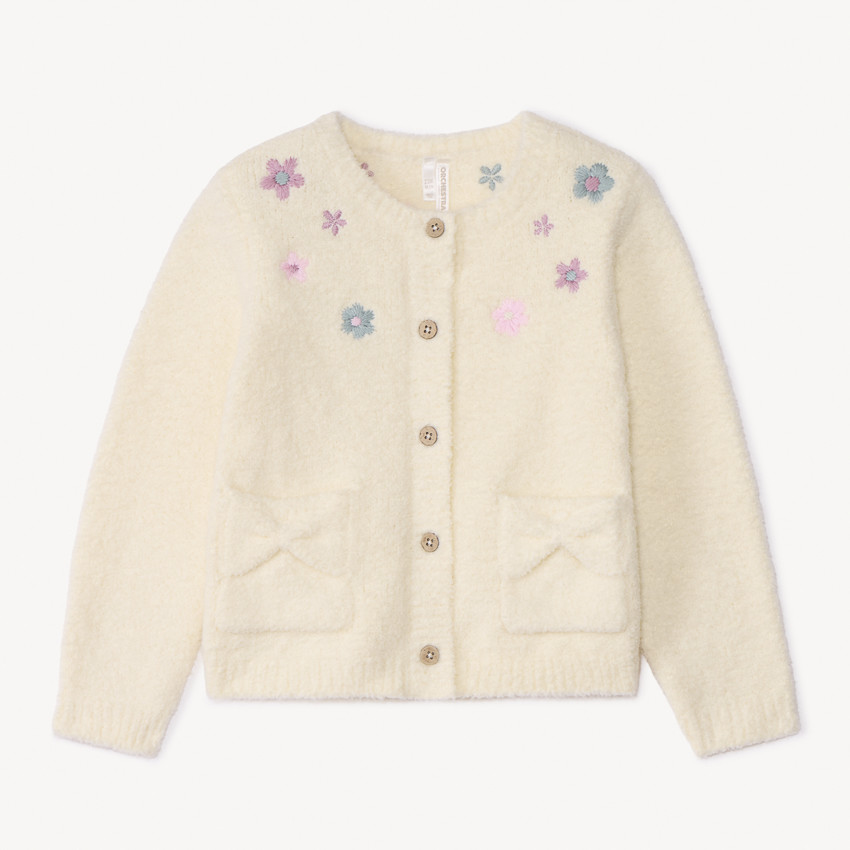 Gebreid vest met geborduurde bloemen voor meisjes 