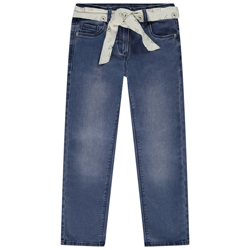 Jean large + ceinture foulard amovible pour fille 