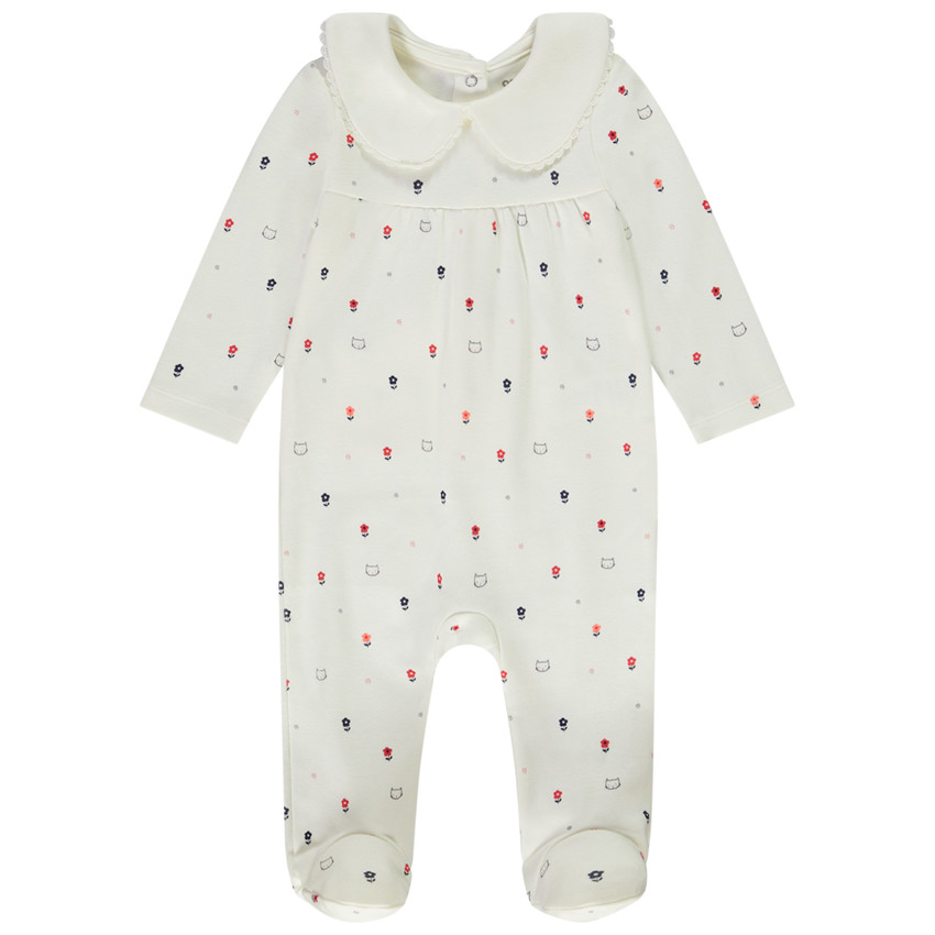 Pyjama met maritieme kraag en bloemen/kattenprint voor meisjes 