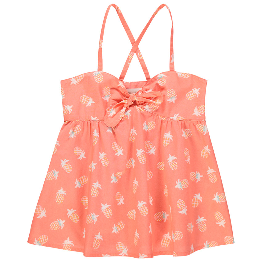 Tunique à fines bretelles imprimée ananas all-over 