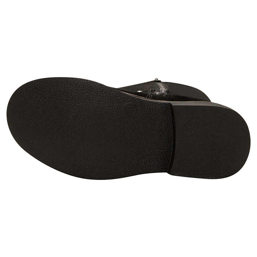 Cavalièrelaarzen met effect met leder en suède met riem met studs 