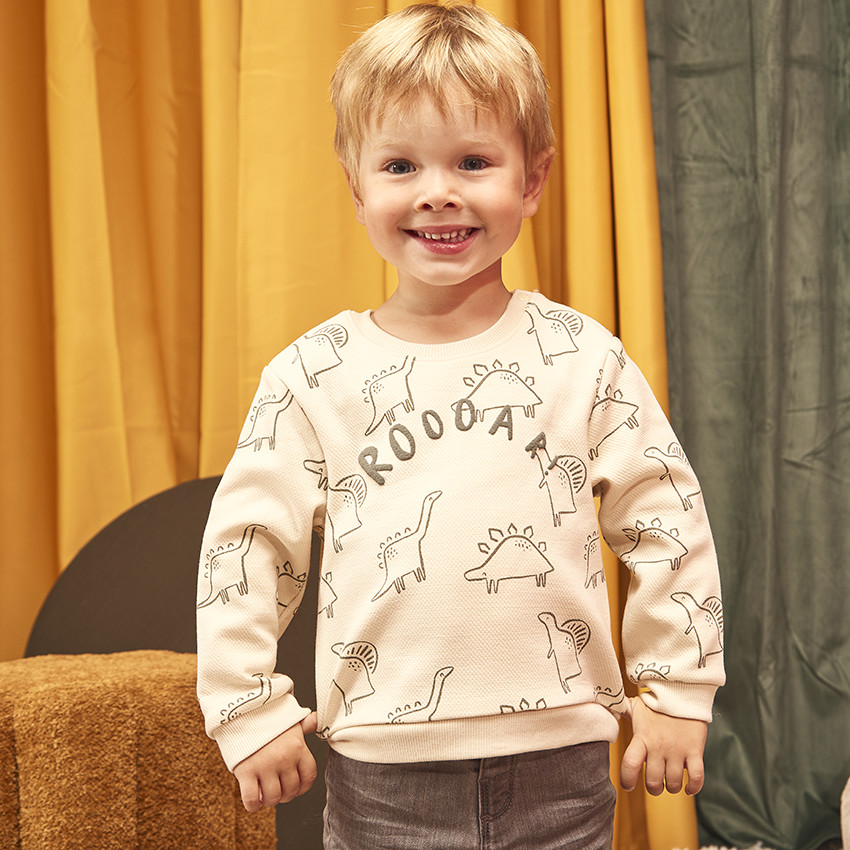 Sweatshirt in fleece met dinosaurussen voor babyjongen 