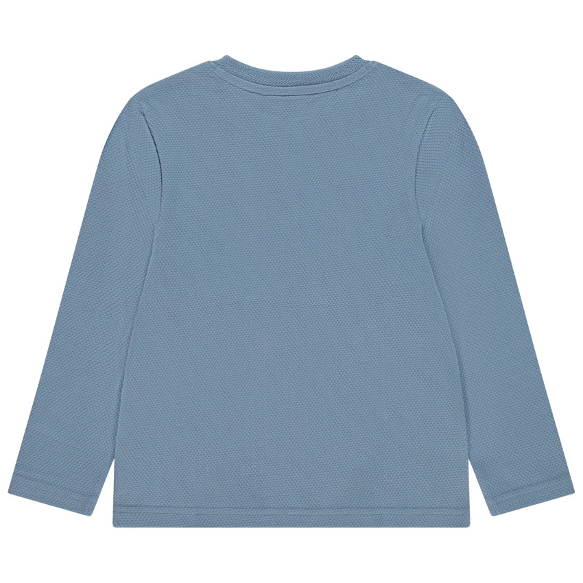 T-shirt manches longues uni à col tunisien et poche passepoilée pour garçon  