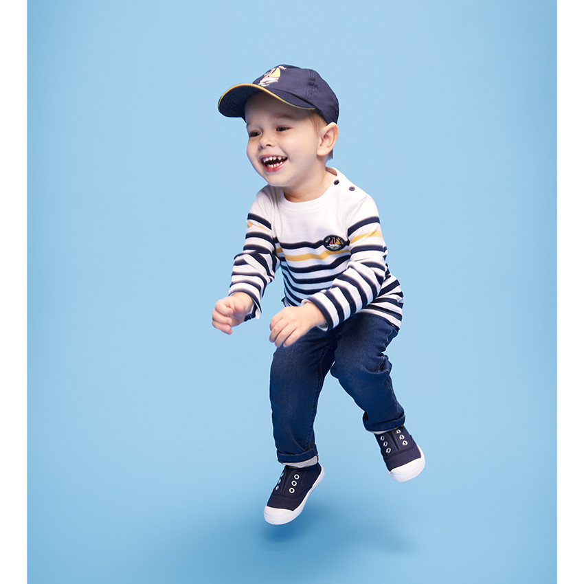 Jean en denim avec print en relief voilier pour bébé garçon 