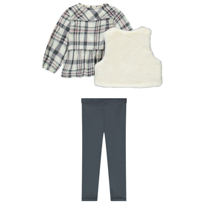 Ensemble tunique fantaisie + gilet et legging pour bébé fille 