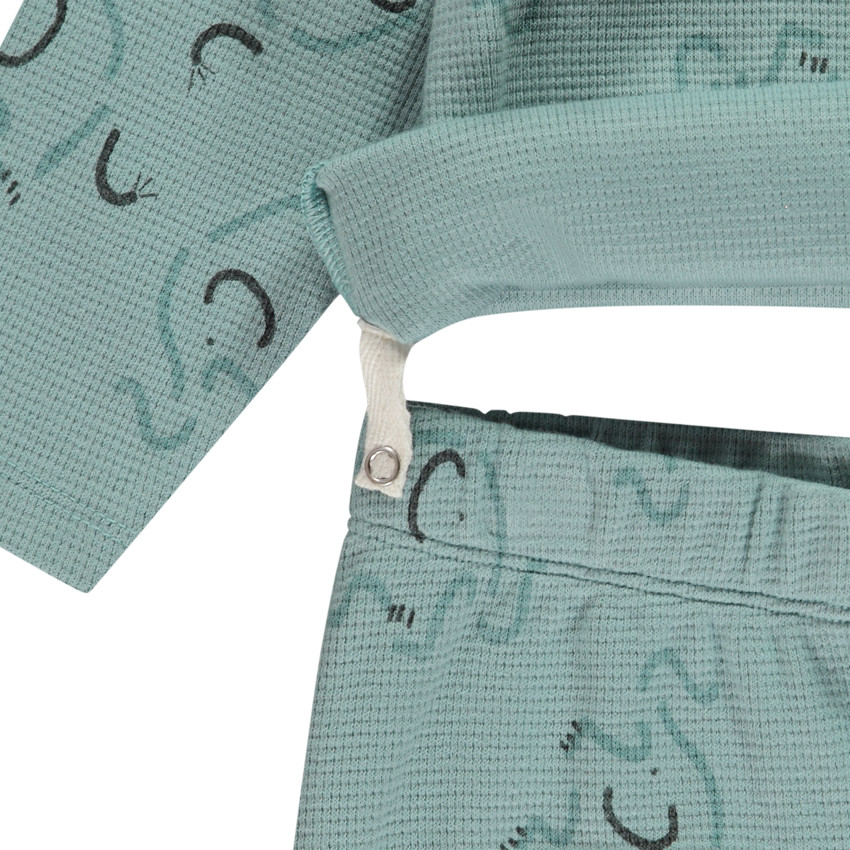Pyjama 2-delig honingraat met olifantenprint voor babyjongen met verschillende afwerkingen afhankelijk van de leeftijd 