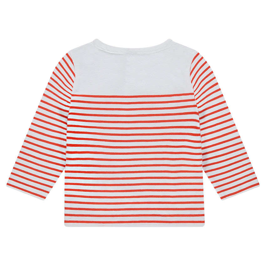 Marinière en jersey rayée avec animal en feutrine printé 