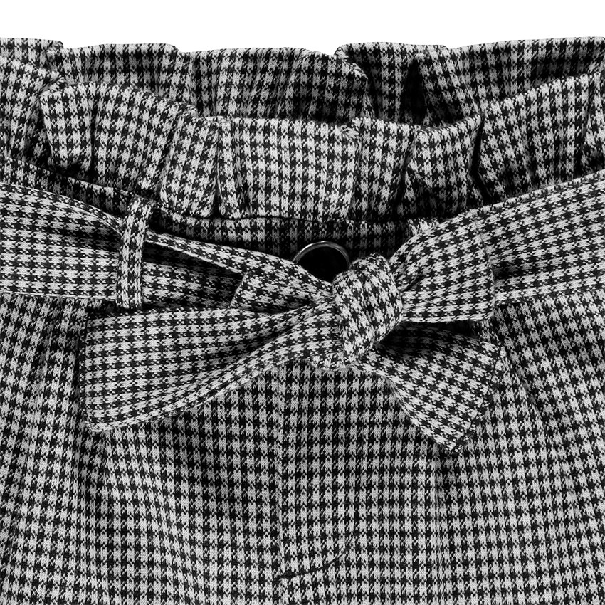 Pantalon taille haute motif pied de poule pour enfant fille 