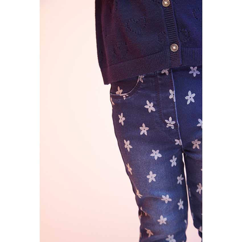 Jegging super stretch en twill imprimé fleurs pour bébé fille 