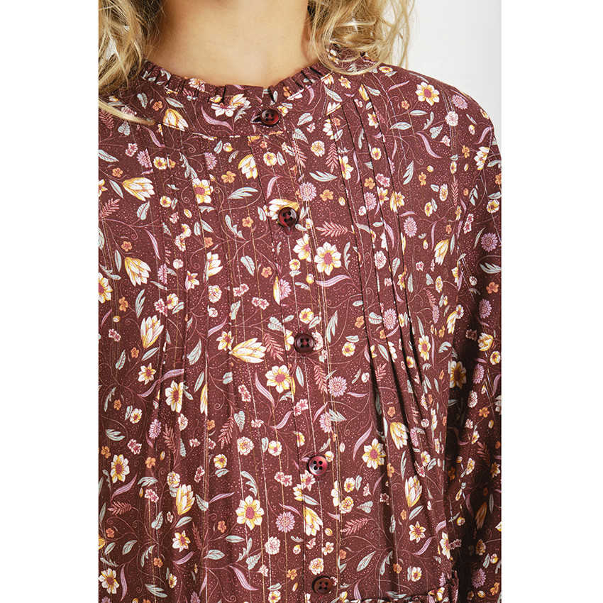 Robe manches longues imprimé fleuri en tissu français pour fille 