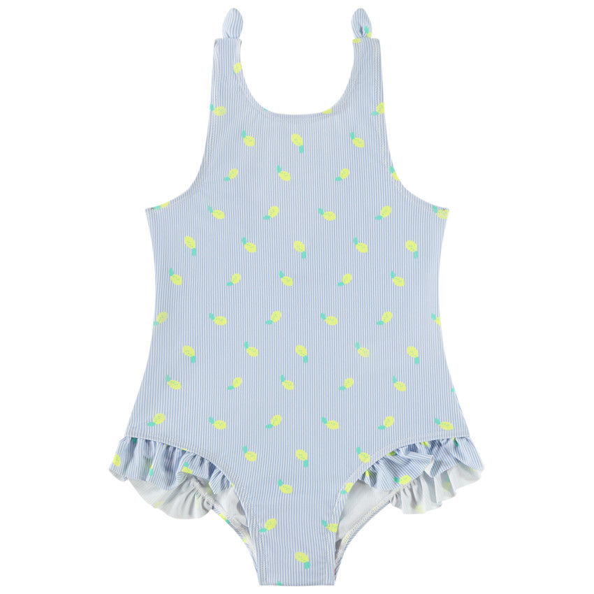 Eén stuk badpak met strepen en citroenprint voor meisjes 