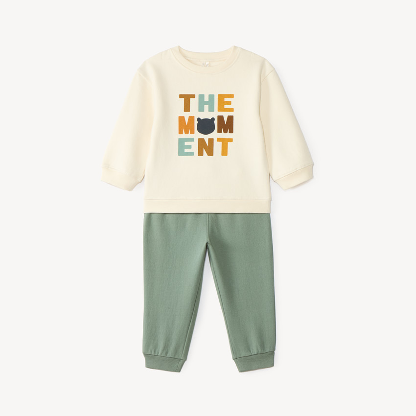 Joggingset voor babyjongens van fleecemateriaal met een fantasieprint 