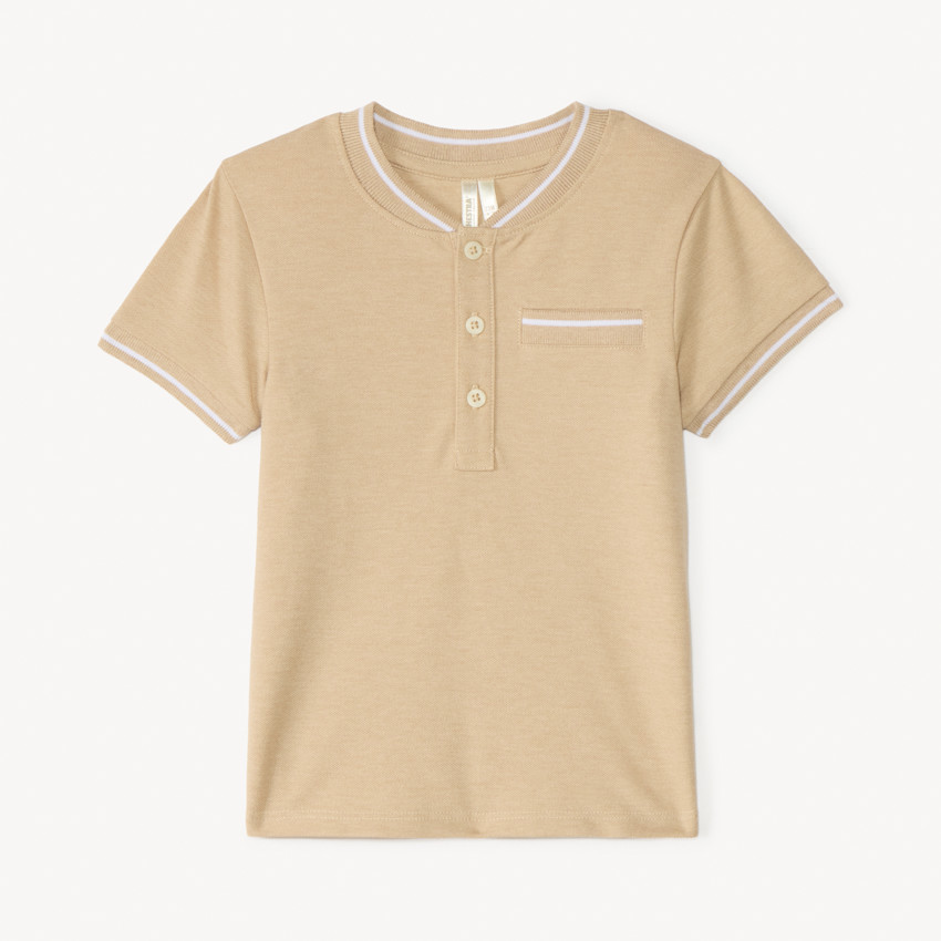 Polo manches courtes uni à col teddy pour bébé garçon 