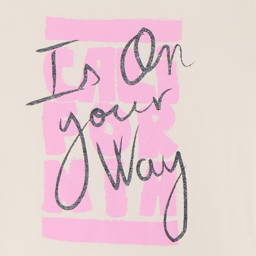 T-shirt manches courtes à print pailleté pour fille 