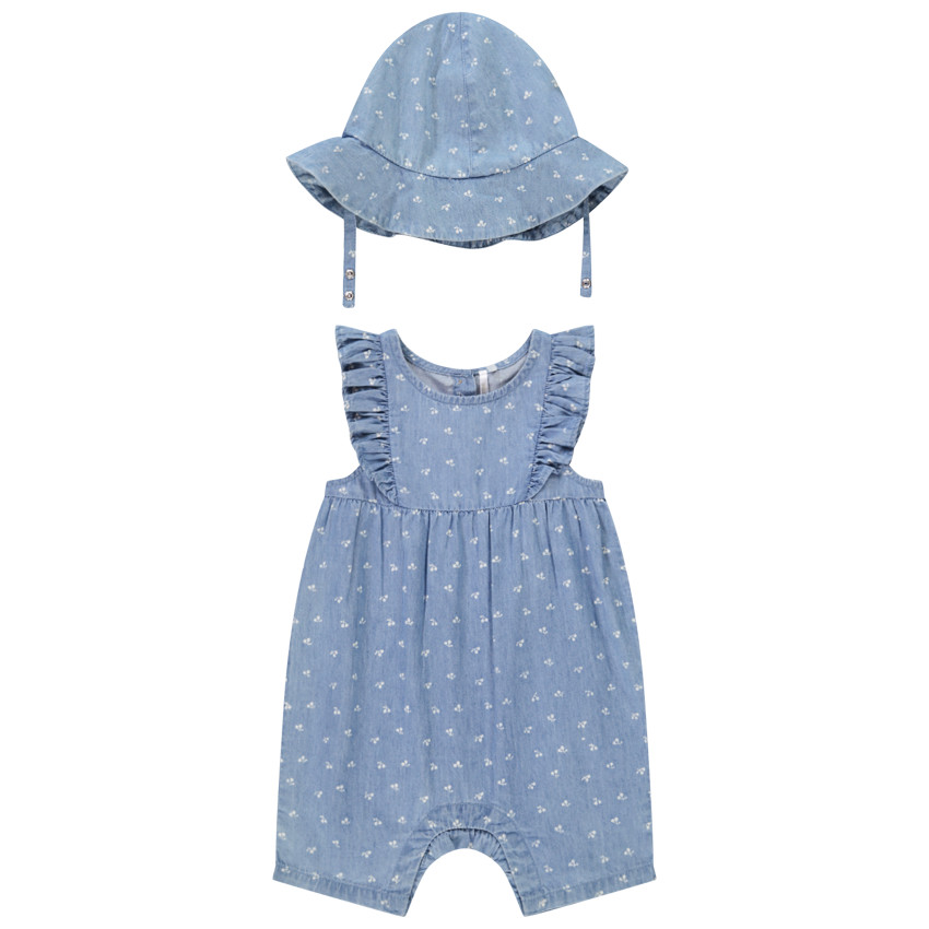 Ensemble 2 pièces effet jean avec charlotte pour bébé fille 
