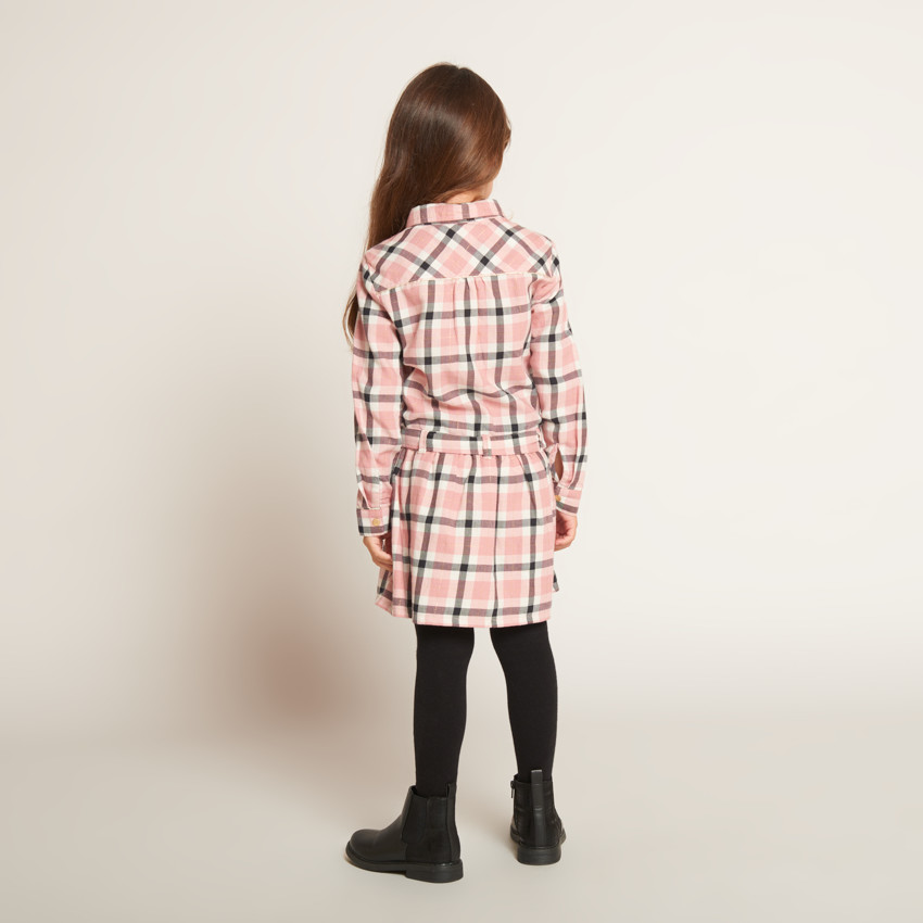 Robe chemise ceinturée à carreaux pour fille 