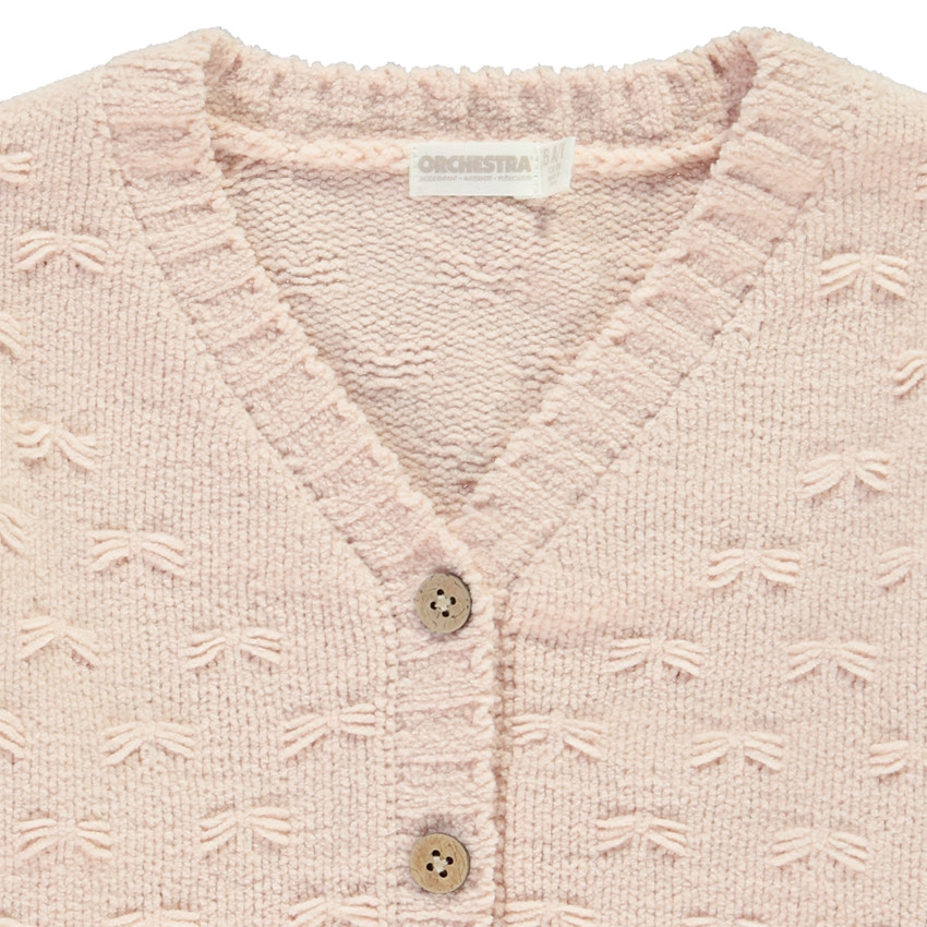 Gilet uni en tricot fantaisie demi-oversize pour fille 