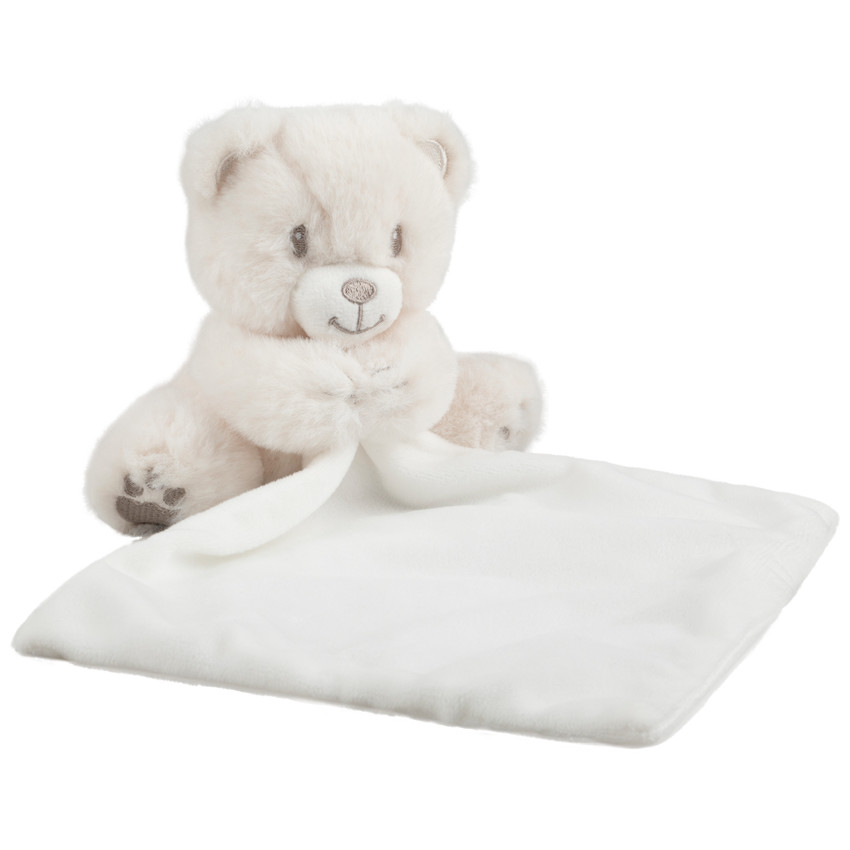 Doudou ourson à détails brodés argentés 