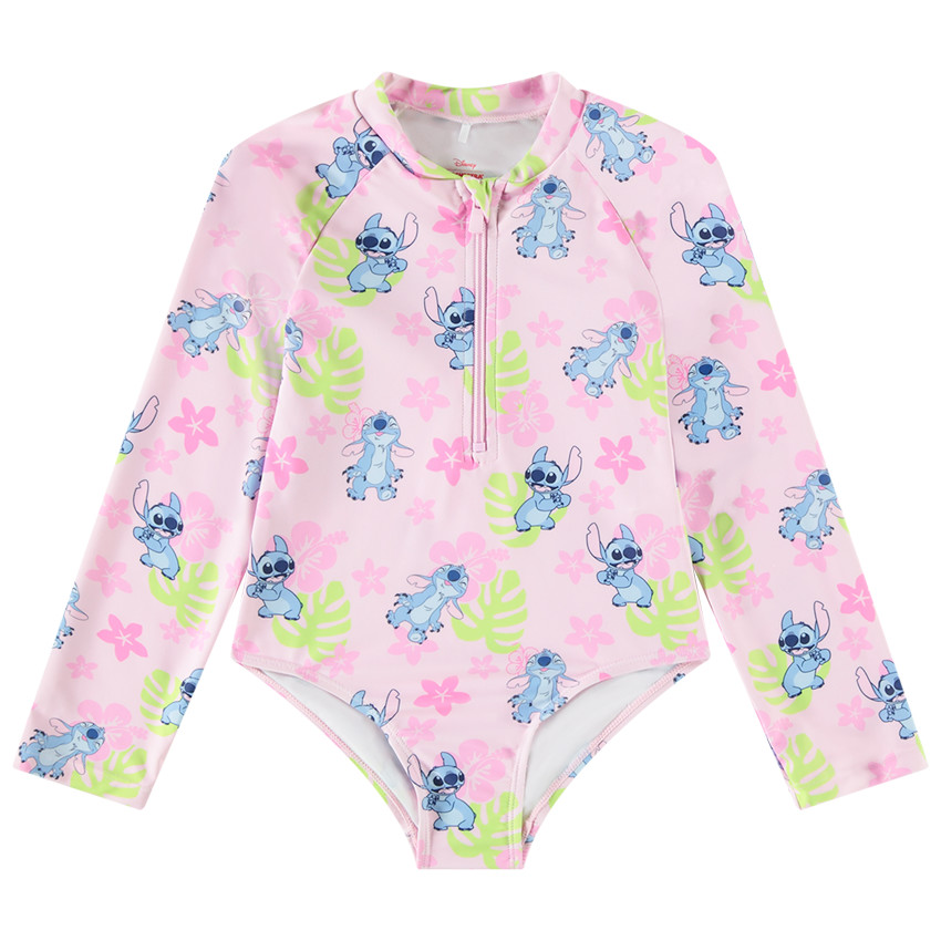 Maillot de bain 1 pièce anti-UV SPF 50+ imprimé Stitch Disney pour fille 