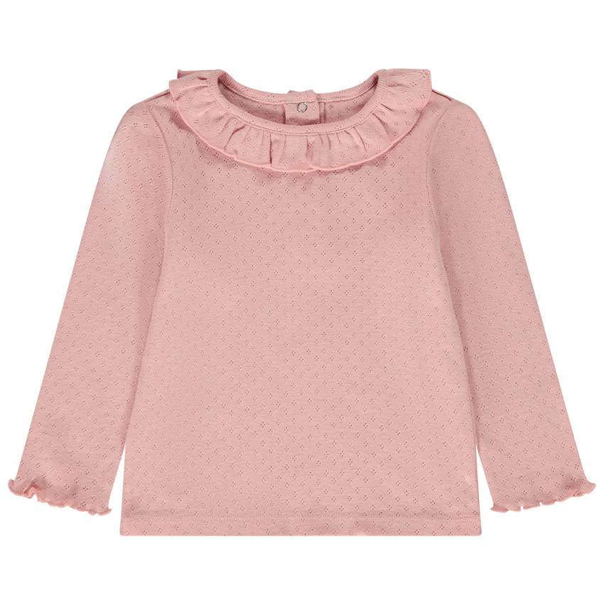 Lange mouwen T-shirt in Pointelle mesh voor baby meisjes 