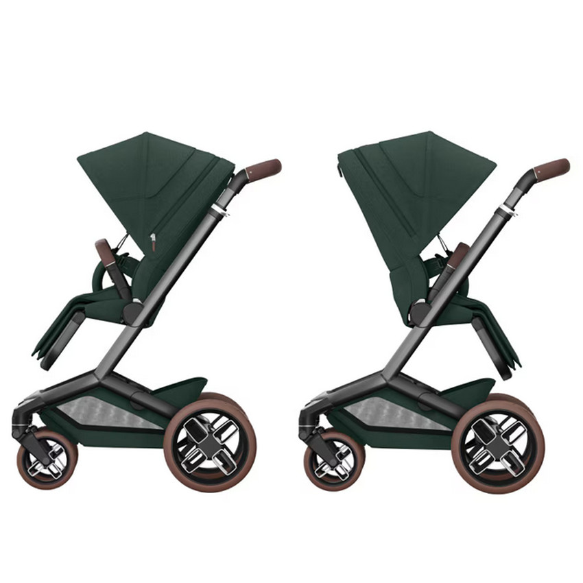 Kinderwagen Fame + Draagmand Twillic Green/Brown Leather 