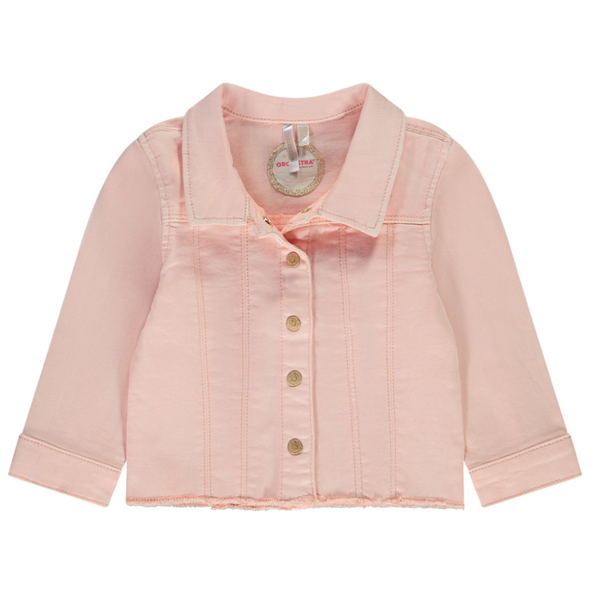 Jas in jeans met raw cut afwerking voor baby meisjes 