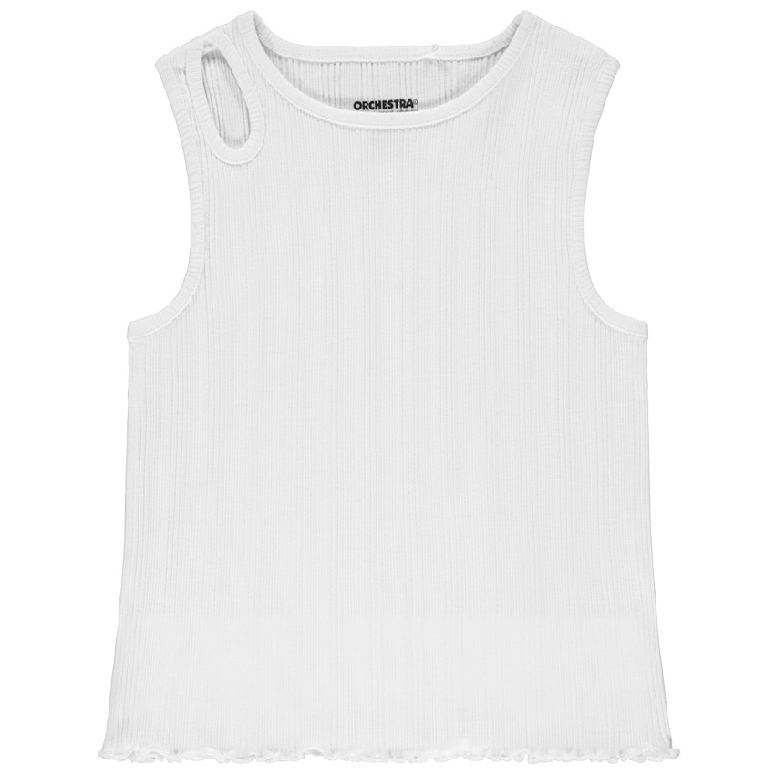Effen ribbel tanktop met speelse druppelopening voor meisjes 