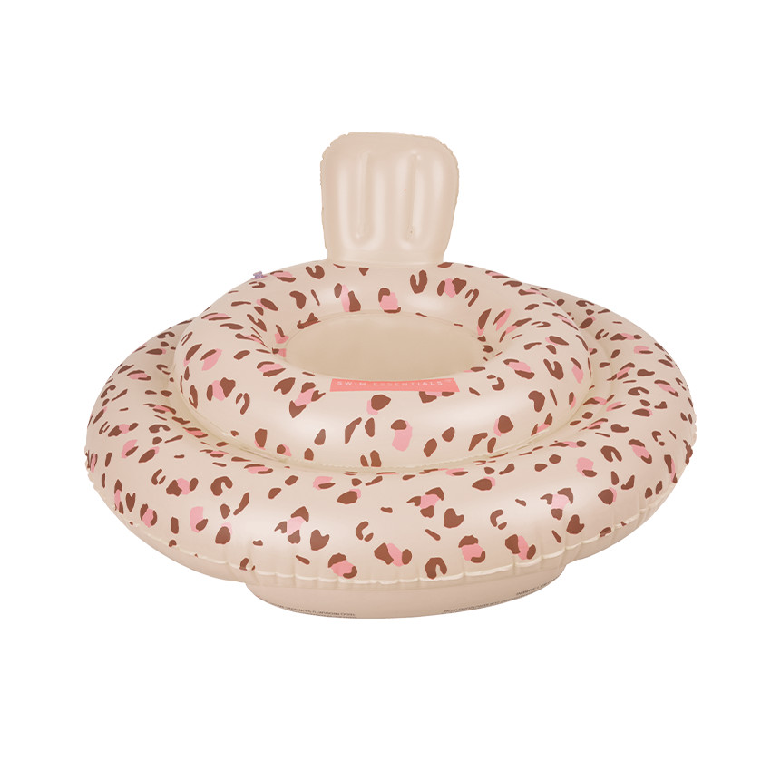 Bouée de baignade gonflable avec siège et imprimé léopard rose  