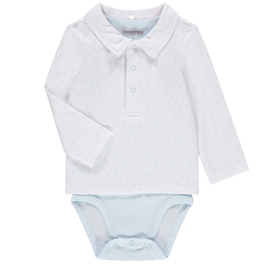 Body manches longues effet 2 en 1 en coton boutonné pour bébé garçon 