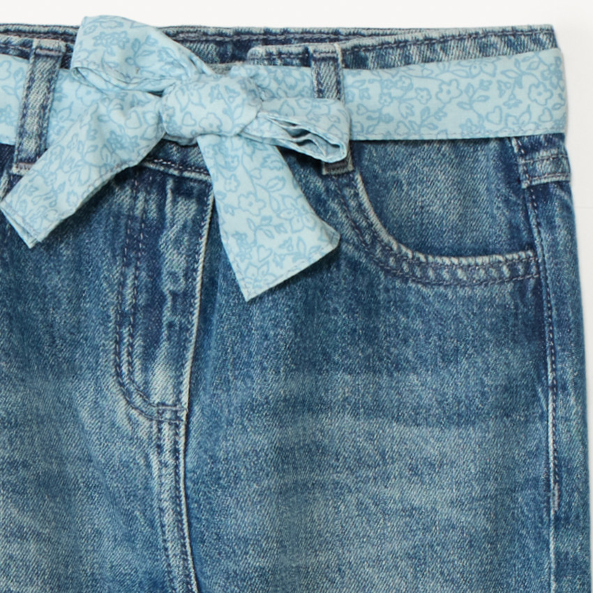 Jean avec ceinture fleurie à nouer pour fille 