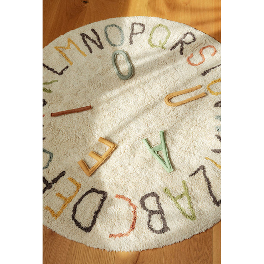 Tapis coton lavable 120x120cm ABC Color And Letters 