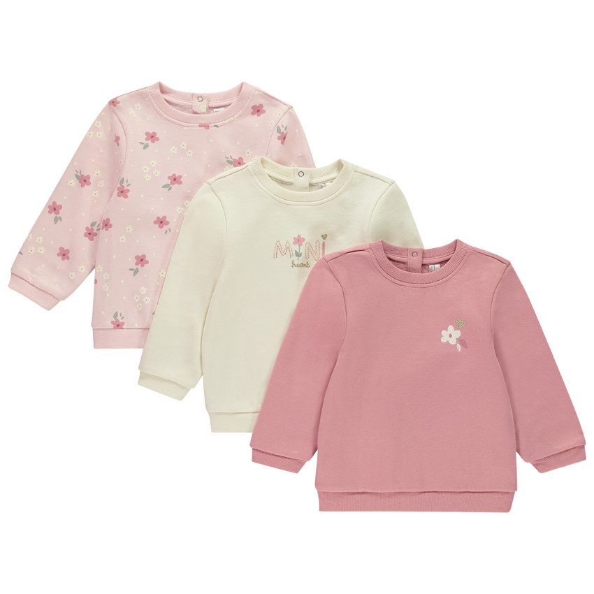 Lot de 3 sweats en molleton fantaisie pour bébé fille  