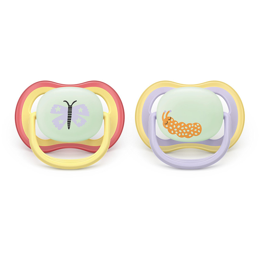 Fopspeen silicone Ultra Air Night 0-6m 2stks Mix - Kleur willekeurig 