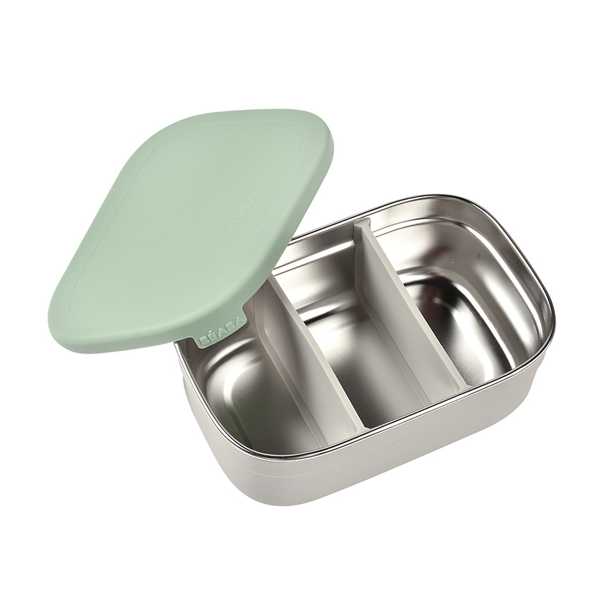 Lunchbox en inox gris velours/sage green 