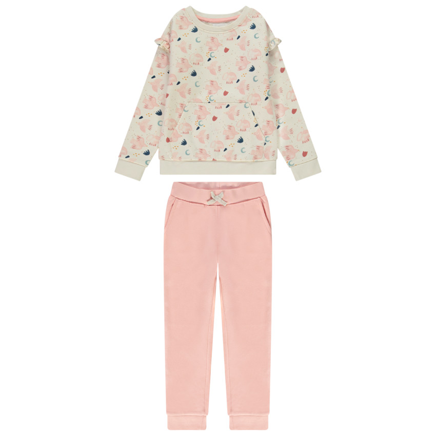 Ensemble 2 pièces en molleton imprimé fantaisie pour fille 