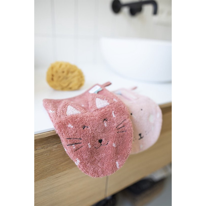 Washandje Mrs Cat/Mrs Rabbit 2stks 