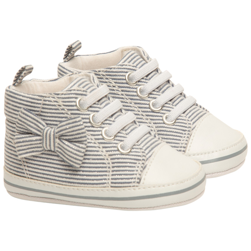 Hoog model sneakers met gestreepte stof voor meisjes 