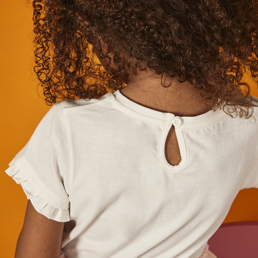 T-shirt manches courtes à broderie dorée pour fille 