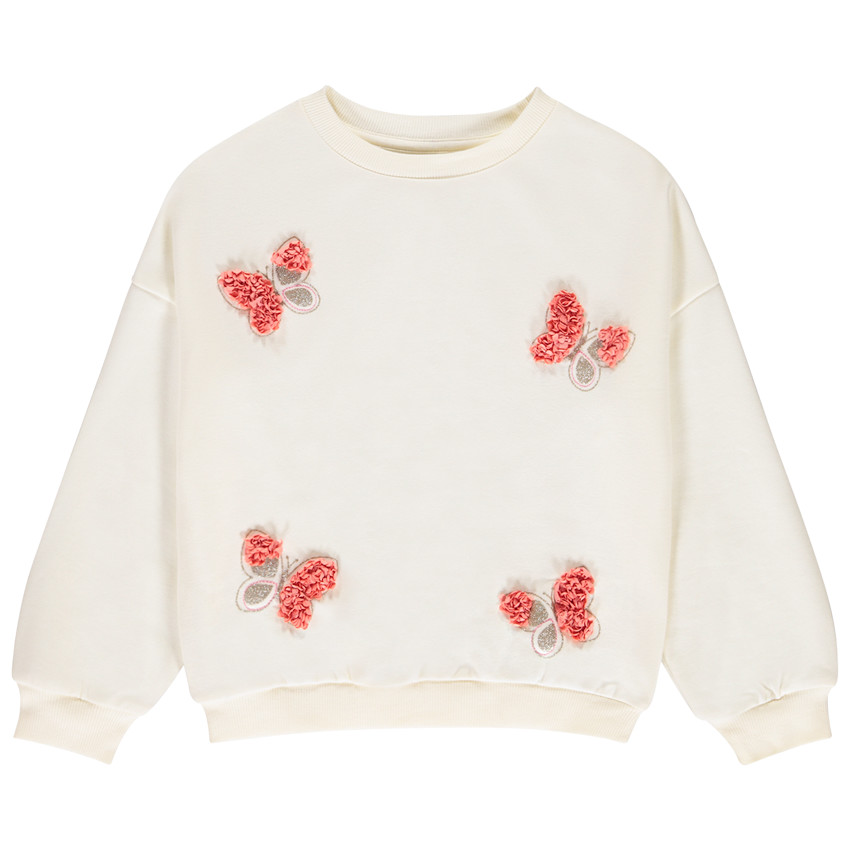 Oversize fleece sweatshirt met 3D bloemblaadjesmotief voor meisjes 