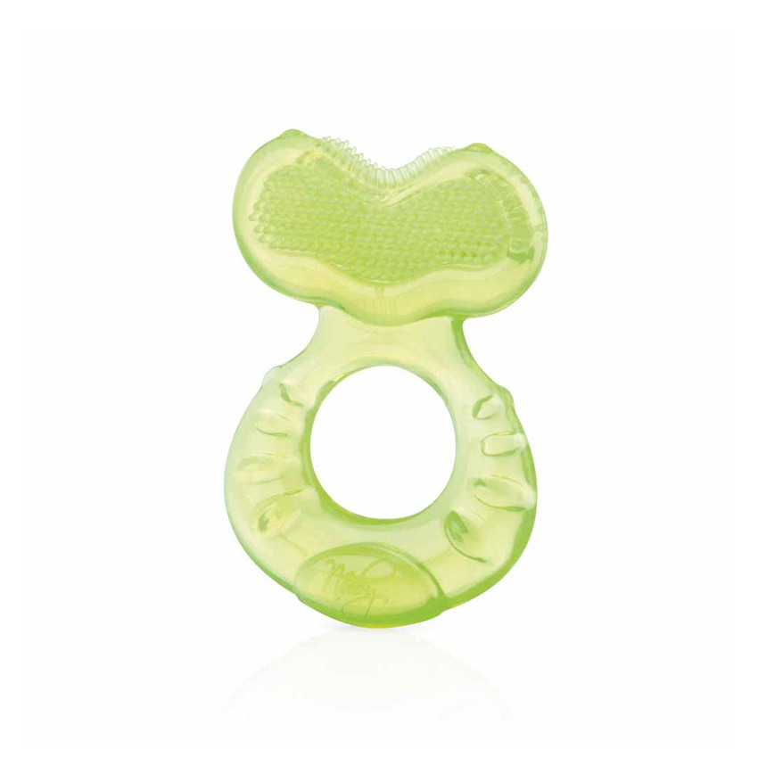 Visvormige silicone bijtring met borsteltjes 0m+  