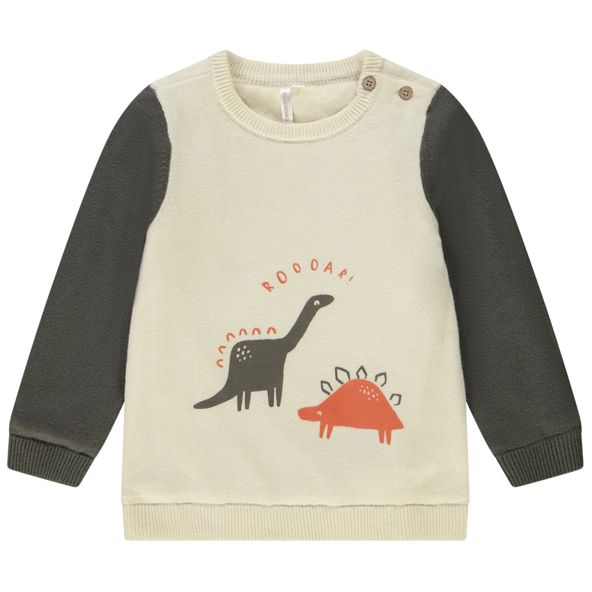 Pull en tricot doublé velours print dinosaures pour bébé garçon 