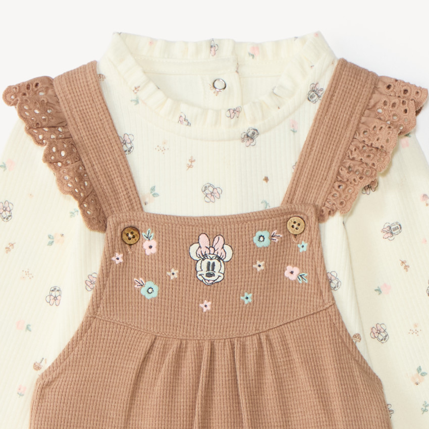 Ensemble salopette 2 pièces bébé fille motifs Minnie Disney 