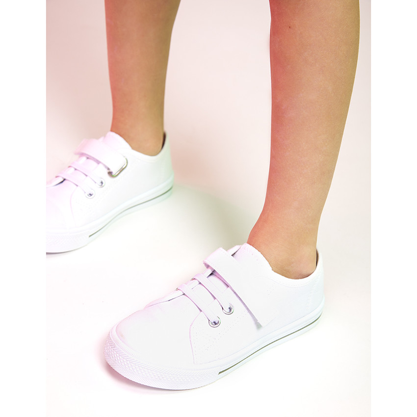 Sneakers lage van stof met veters + klittenband voor jongen 