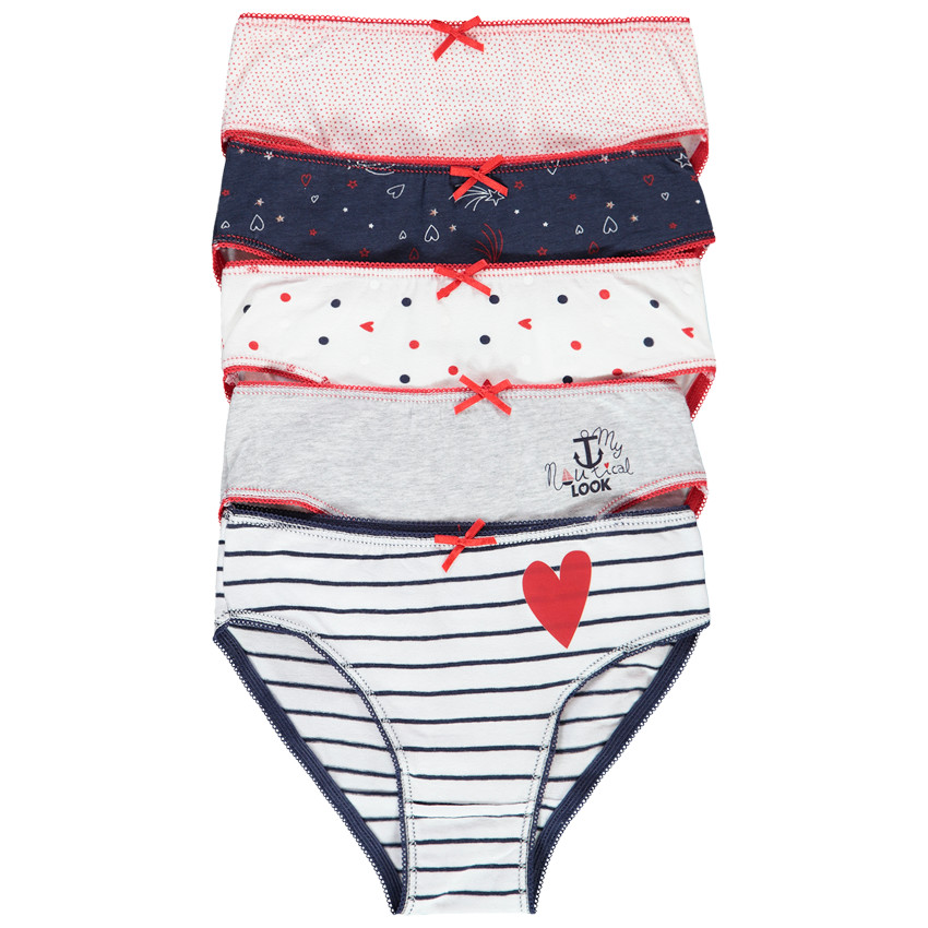 Lot de 5 culottes en coton à noeud et imprimés 