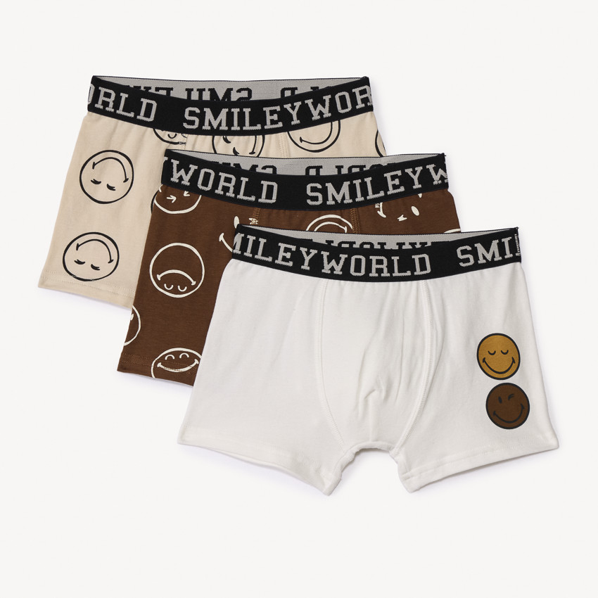 Set van 3 speelse Smiley boxershorts voor jongens 