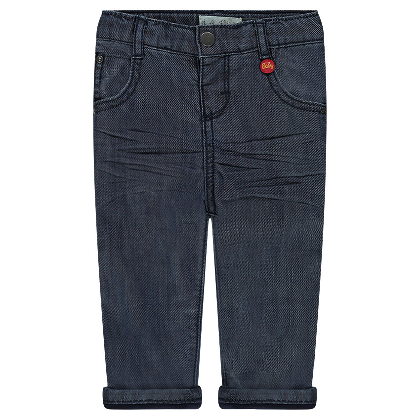 Jeans effet crinkle doublé jersey avec poche printée 