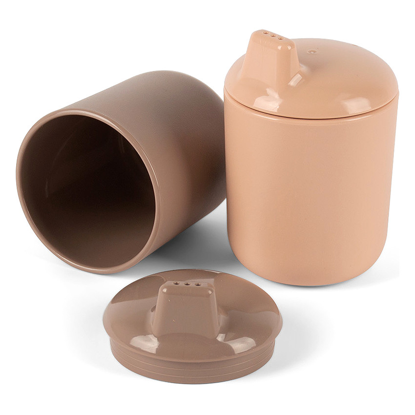 Set van 2 Bekers met Drinktuit Tiny Bioplastic – Beige/Mokka 